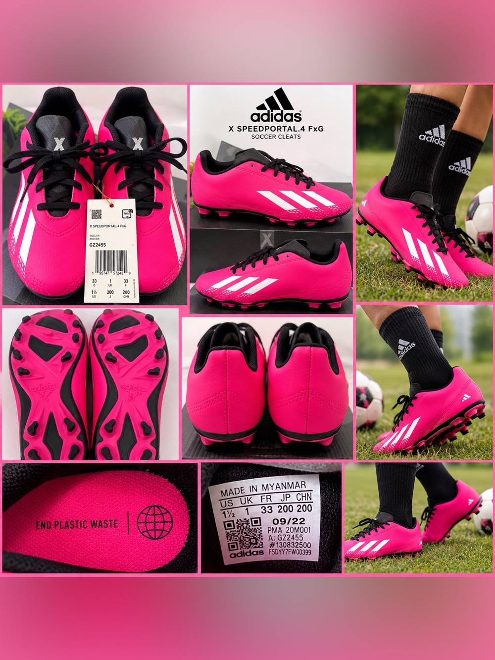 ADIDAS Kids Soccer Cleats — Hot Pink & Black